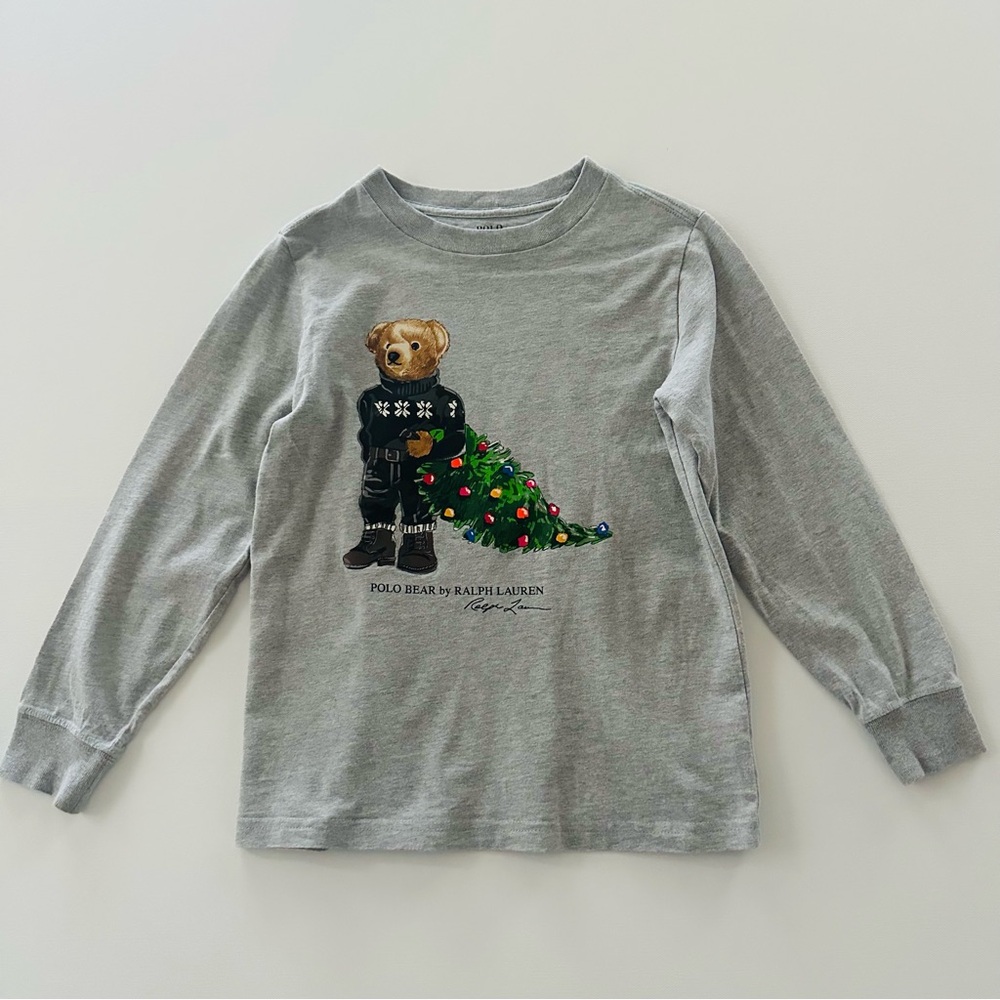 Polo Ralph Lauren Boys 6 Holiday Christmas Tree Bear Top Sweatshirt